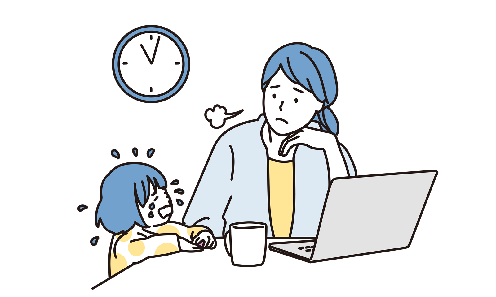 Webアンケートの効果的な設計手順　時計と母親と子供